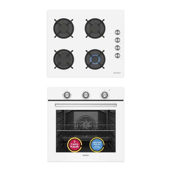 Simfer Beyaz 2'li Ankastre Set (8206 Fırın +3048 Ocak)