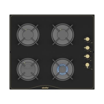 Simfer 3325 Retro Siyah 60 cm Cam Ankastre Ocak