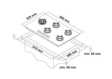 Simfer 3916 Wok Gözlü Beyaz Cam Ankastre Ocak