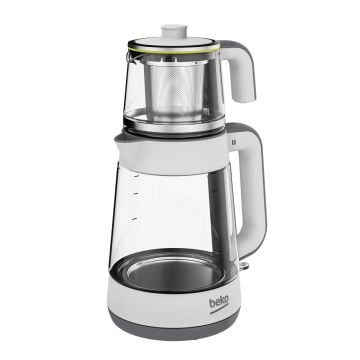 Beko CM 5964 Floral Beyaz 1900 W Cam Demlikli Çay Makinesi