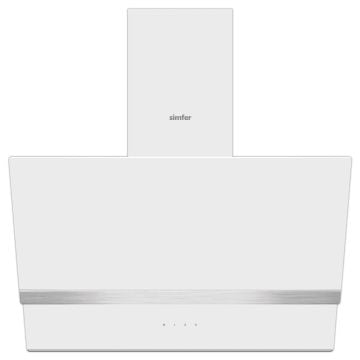 Simfer 8739 60Cm Premium Beyaz 2 Cam Inox Dekorlu Davlumbaz