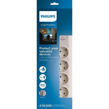Philips 4'LÜ Akım Korumalu Priz 600J 4'LÜ - 2M