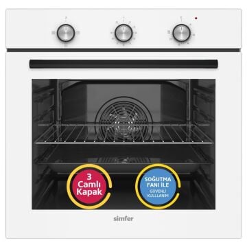 Simfer 8202 Beyaz Cam Mekanik Ankastre Fırın