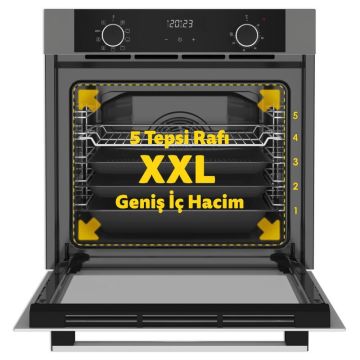Simfer 8217 10 Fonksiyon Airfry Plus Gri Cam Ankastre Fırın