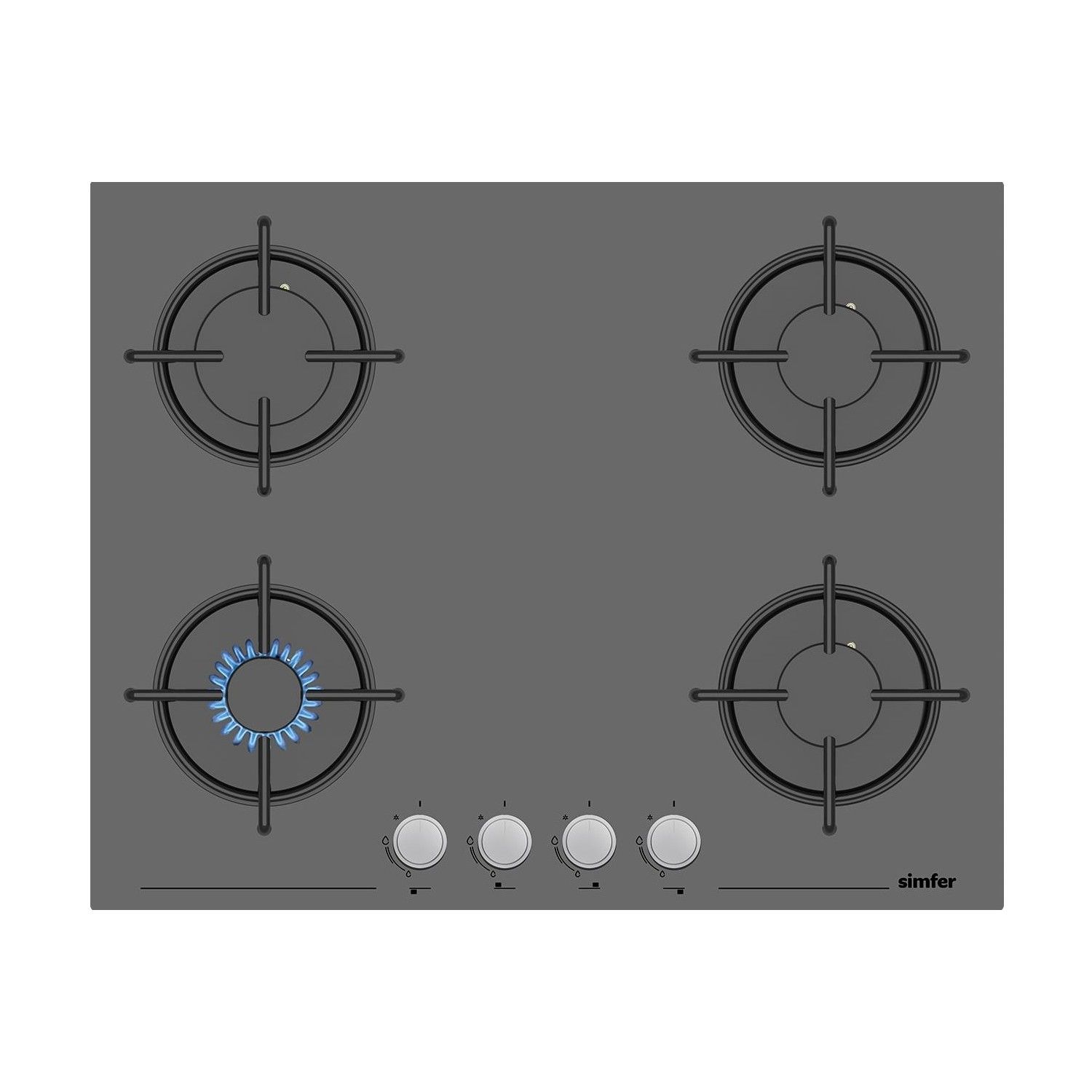 Simfer 3655 65 Cm Gri Cam Ankastre Ocak